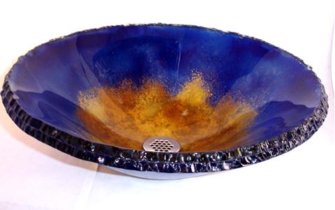 Picture of Oceanus III Round Chiseled Edge Glass Vessel Sink
