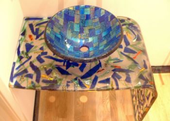 Picture of Grey Blue Mosaic Vessel Sink