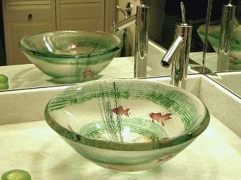 Picture of Goldfish Fused Glass Vessel Sink