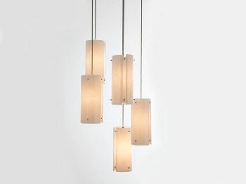 Picture of Textured Glass Round Multi-Port Pendant Chandelier 5 pc
