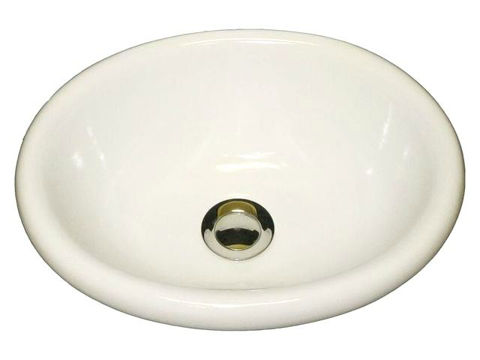 Picture of Hand Crafted Sink | Small Oval Ceramic Bath Sink with Rounded Rim