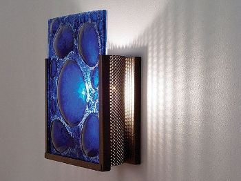 Picture of F/N 1 Half Moon Blue Fused Glass Wall Sconce
