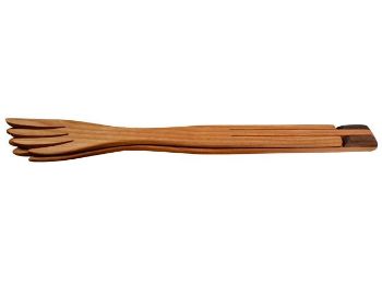 Picture of Inside-Out Cherry Wood Tongs with a Fork