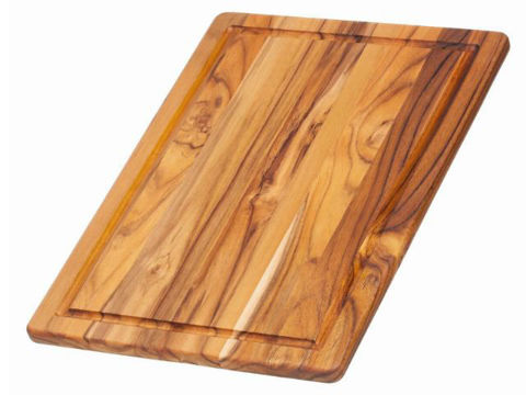 Edge Grain Rectangular Carving Board with Hand Grip and Juice Canal by Proteak