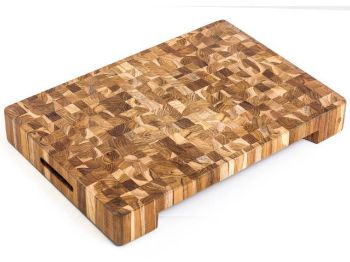 End Grain Butcher Block with Hand Grips and Bowl Cut Out by Proteak