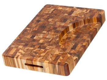 End Grain Butcher Block with Hand Grips and Bowl Cut Out by Proteak