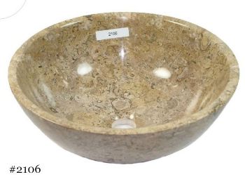 Picture of SoLuna Oceanic Fossil Round Stone Vessel Sink