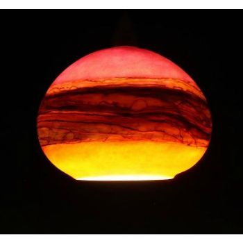 Blown Glass Pendant Light - Tangerine & Lime Strata by Gartner Blade Art Glass