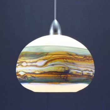 Blown Glass Pendant Light - Opal & Sage by Gartner Blade Art Glass