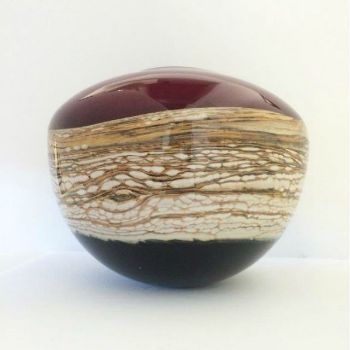 Picture of Blown Glass Vase | Ruby Round Strata