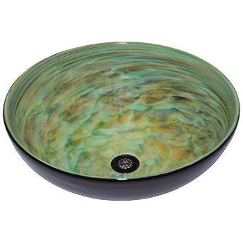 Blown Glass Sink | Aqua Green Vortex