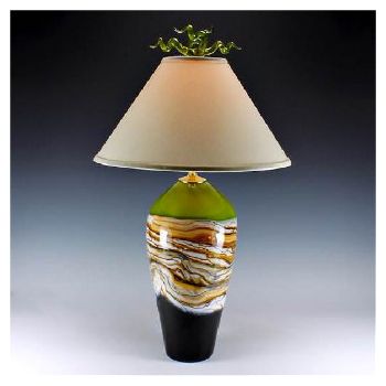 Hand Blown Glass Table Lamp - Lime Starta