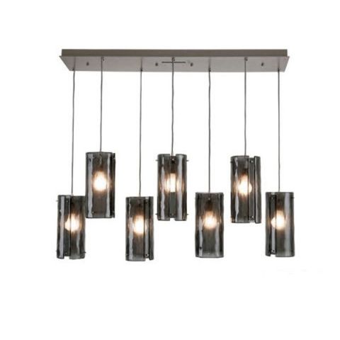 Linear Chandelier | Textured Glass | 7 pc