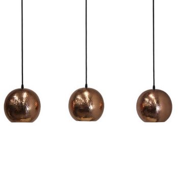 SoLuna Copper Linear Chandelier | 3 Globe | Polished Copper