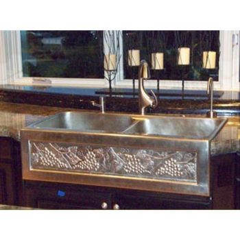 Picture of 40" Chameleon Double Well Bronze Farmhouse Sink